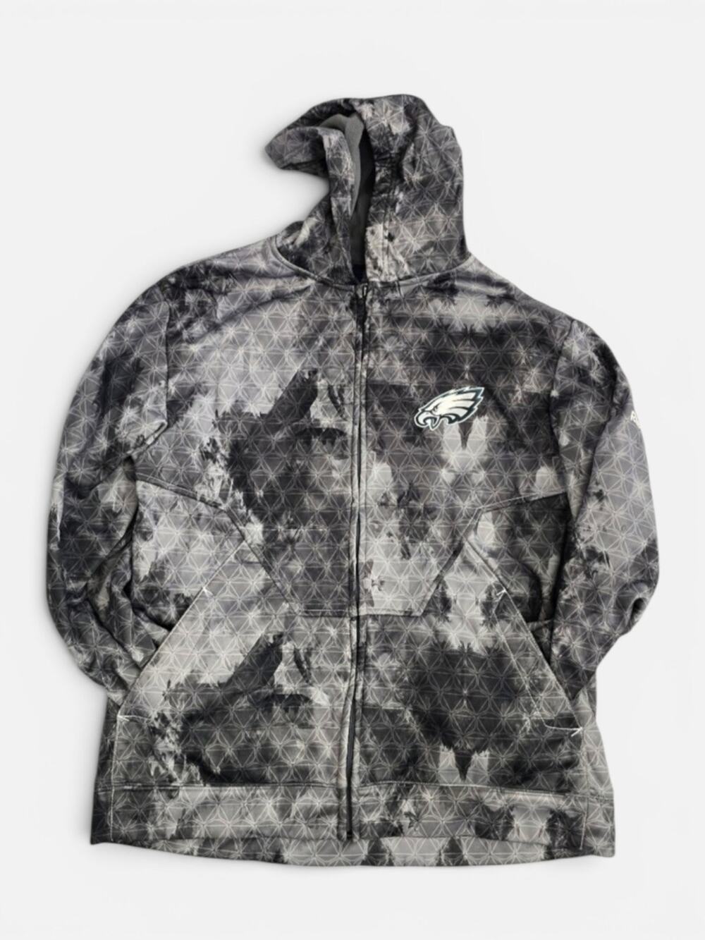 Philadelphia Eagles Reebok Men's Gray Full Zip Hooded Jacket Large‎